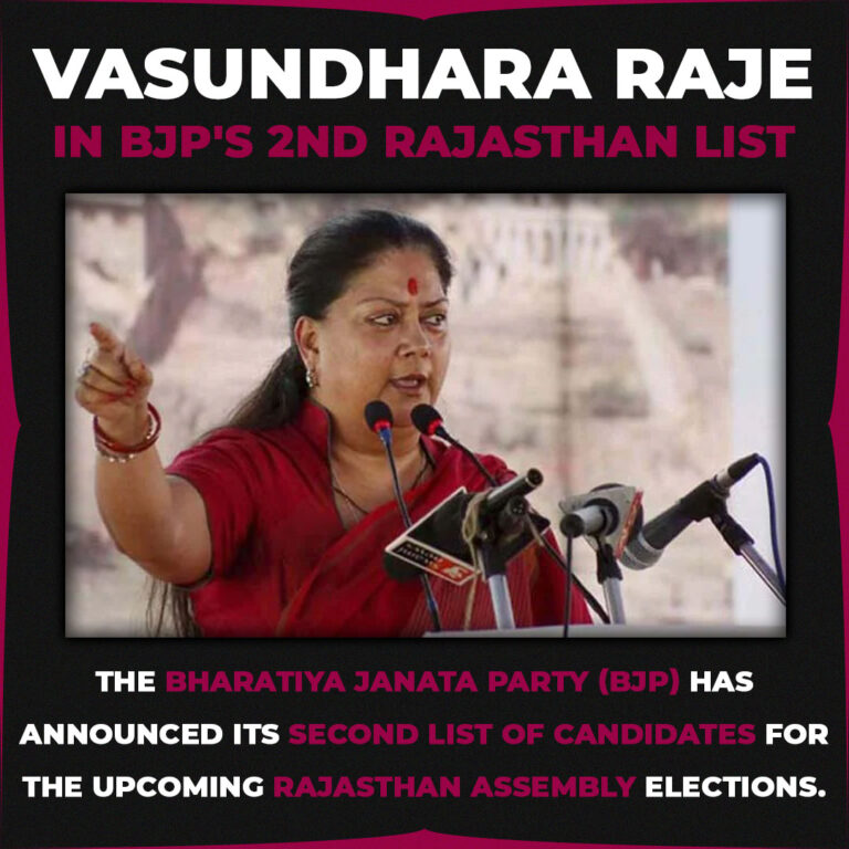 Vasundhara Raje In BJP’s 2nd Rajasthan List