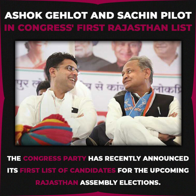 Ashok Gehlot and Sachin Pilot in Congress’ First Rajasthan List