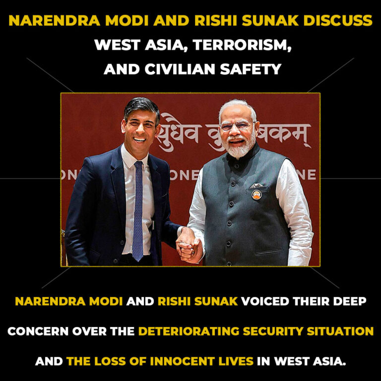 Narendra Modi and Rishi Sunak Discuss West Asia, Terrorism, and Civilian Safety